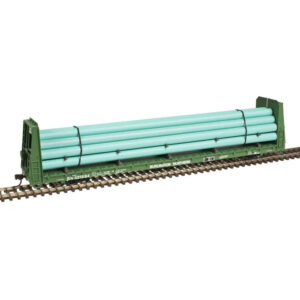 Atlas HO Trainman Bulkhead Flat Car Burlington Northern w/ Pipe Load