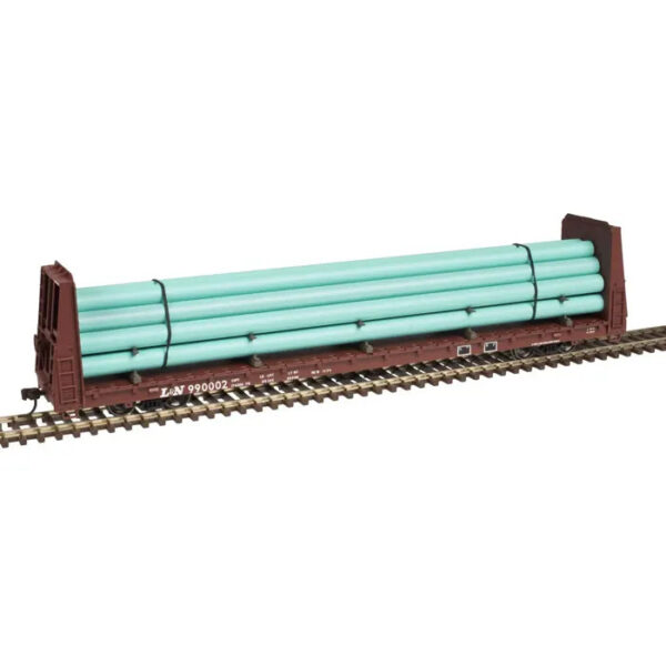 Atlas HO Trainman Bulkhead Flat Car Louisville & Nashville w/ Pipe Load