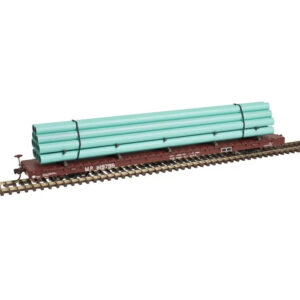 Atlas HO Trainman 68' Flat Car Missouri Pacific "with Pipe Load"