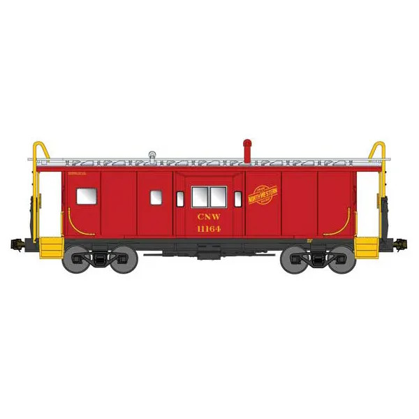 Bluford Shops N International Car Company Bay Window Caboose Phase 3 Chicago Northwestern "Red with Yellow Lettering"
