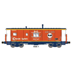 Bluford Shops N International Car Company Bay Window Caboose Phase 4 Chessie System B&O "Orange, Handle with Car Slogan"