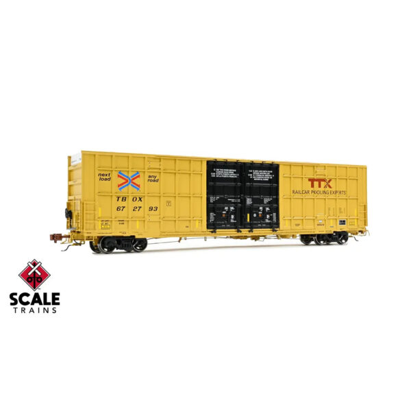 Scale Trains HO Rivet Counter 60' Trinity 7500 High Cube Box Car TTX "TBOX, Red Logo"