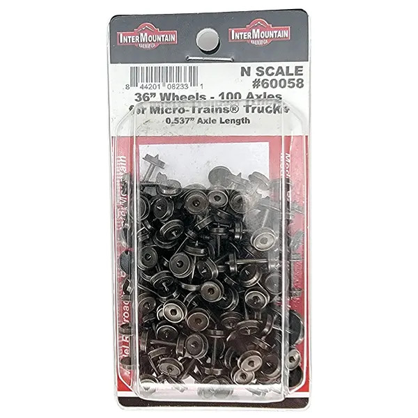 Intermountain N 36" Brass Insulated Wheelsets (Micro-Trains Trucks, Axle Length: 0.537") 100 Pack