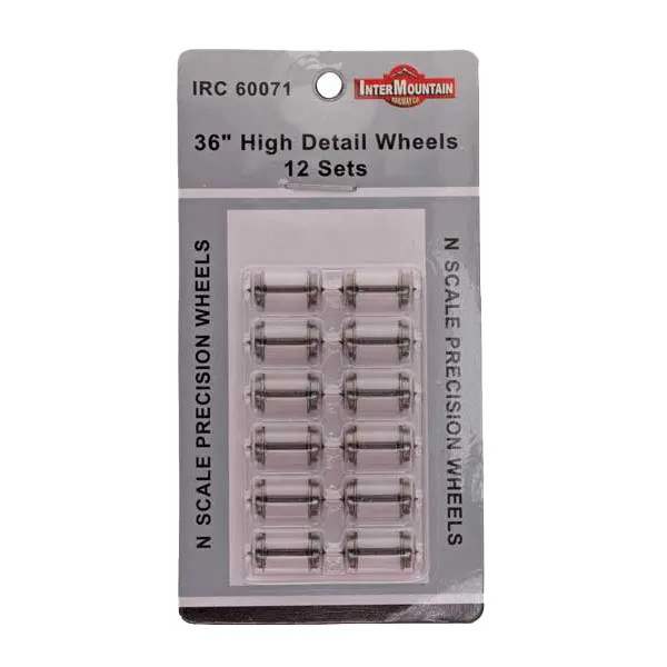 Intermountain N 36" High Detail Brass Insulated Wheelsets (Axle Length: 0.554") 12 Pack