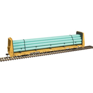 Atlas HO Trainman Bulkhead Flat Car Trailer Train "Speed Logo" w/ Pipe Load
