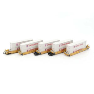 Kato N Gunderson Maxi I Double Stack Trailer Train "Red Logo, w/ Yang Ming Containers"