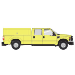 Atlas HO Ford 2008 F-350 Crew Cab Pickup Safety Yellow w/ Utility Cover