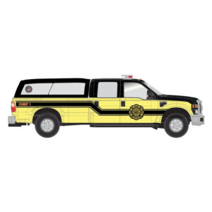 Atlas HO Ford 2008 F-350 Crew Cab Pickup Fire Chief Command Unit w/ Topper "Yellow & Black"