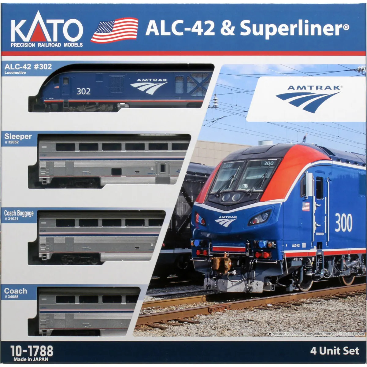 Kato N Amtrak ALC-42 & Superliner Phase VI 4-Unit "Starter Series" Set w/ Interior Lighting Only