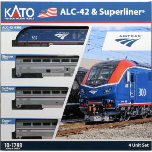 Kato N Amtrak ALC-42 & Superliner Phase VI 4-Unit "Starter Series" Set w/ DCC & Interior Lighting