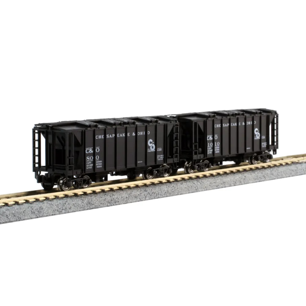 Kato N ACF 2-Bay Covered Hopper 8 Car Set (ATSF #181555 & 181610, CB&Q #182266 & 182301, C&O #800 & 1010, UP #210 & 409) - Image 3