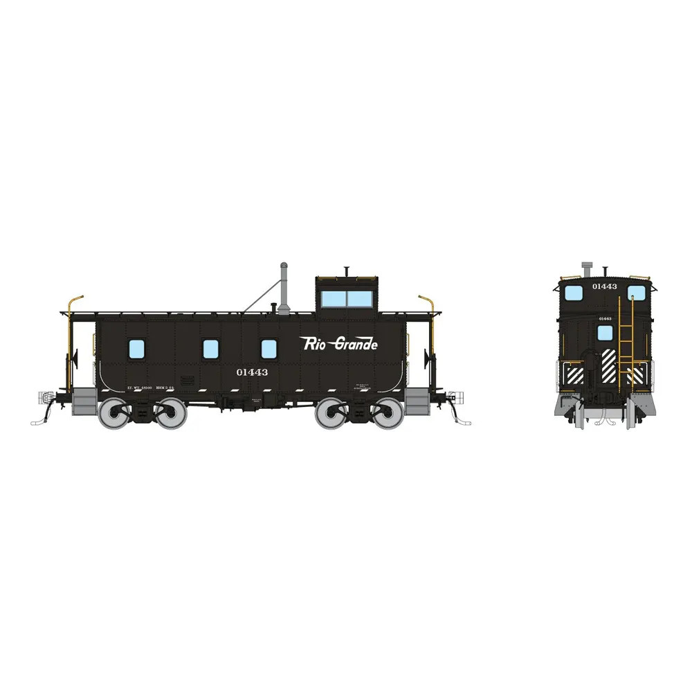 Rapido HO DRGW Steel Riveted Caboose Denver & Rio Grande "Post War Modifications, Black Scheme" w/ Lights