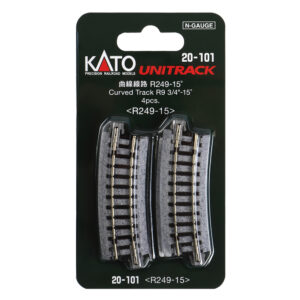 Kato N - Unitrack 249mm (9-3/4") Radius Curve 15-Degree - 4 Pack