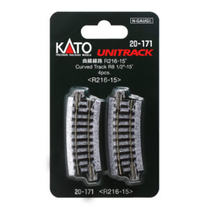 Kato N - Unitrack 216mm (8-9/16") Radius Curve 15-Degree - 4 Pack