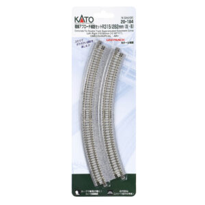 Kato N - Unitrack 282mm-315mm (11"/12-3/8") 22.5-Degree Easement Curve Concrete Tie Double Track