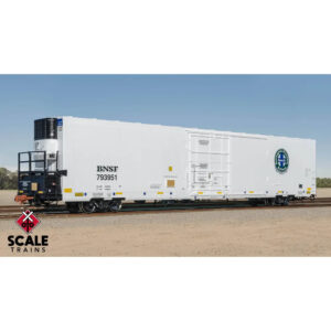 ScaleTrains HO Rivet Counter Trinity 82' Reefer BNSF "Logo Icicles, Conspicuity Strips, Carrier" w/ Sound