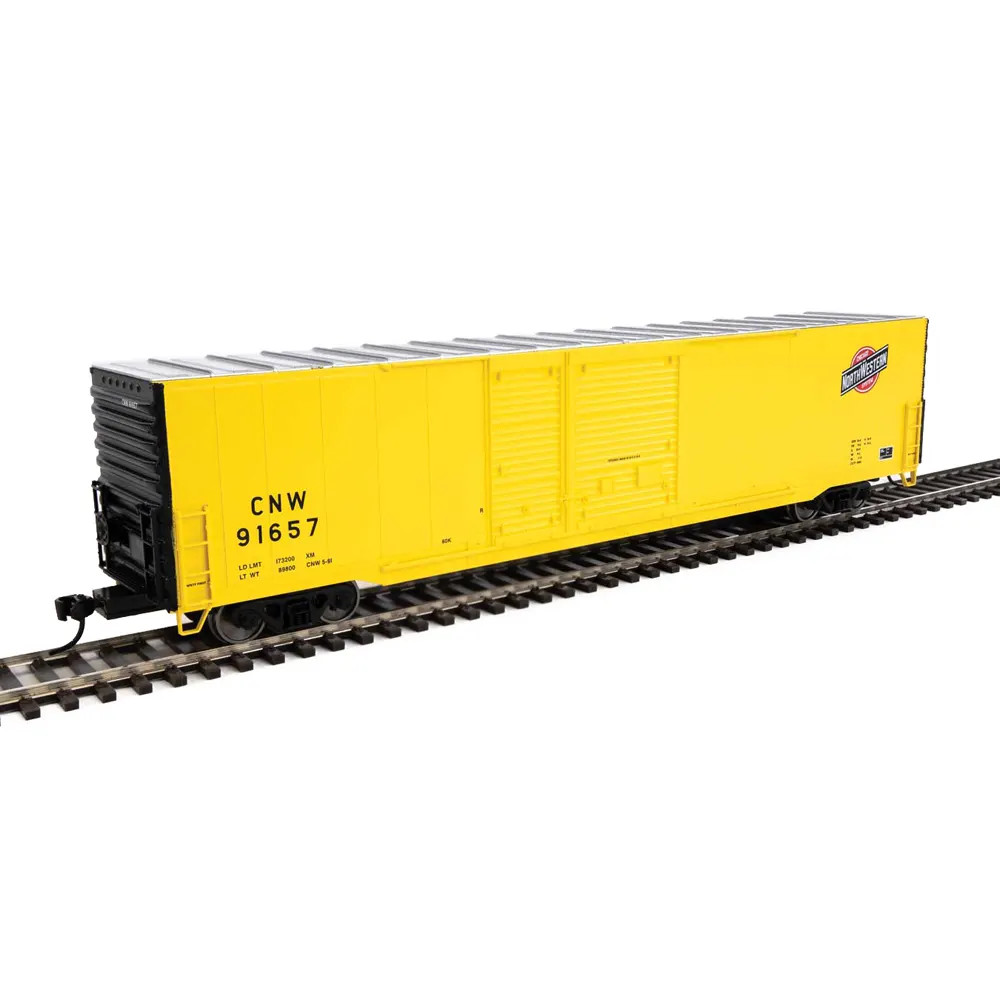 Walthers Mainline HO 60' PS Auto Parts 10' & 6' Double Door Box Car Chicago & North Western "Yellow"