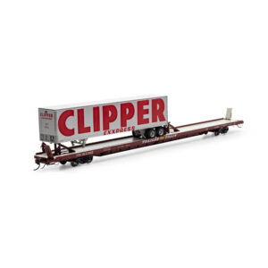 Athearn Genesis HO 89' Flat Car Trailer Train "Brown" w/ Clipper Trailer #153322