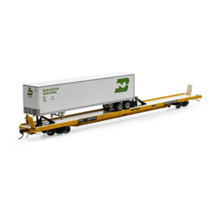 Athearn Genesis HO 89' Flat Car Trailer Train "Yellow" w/ Burlington Northern Trailer #154714