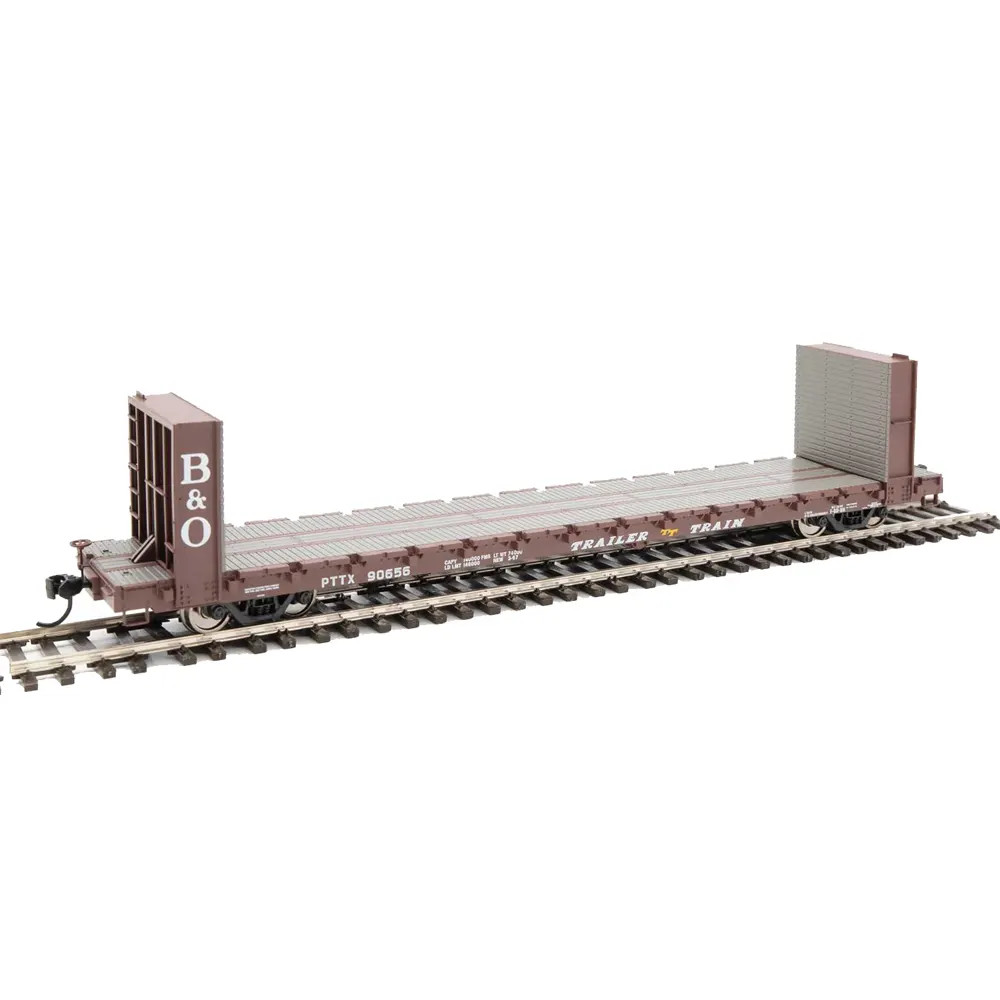 Walthers Mainline HO 60' PS Bulkhead Flat Car Trailer Train "B&O Bulkheads"