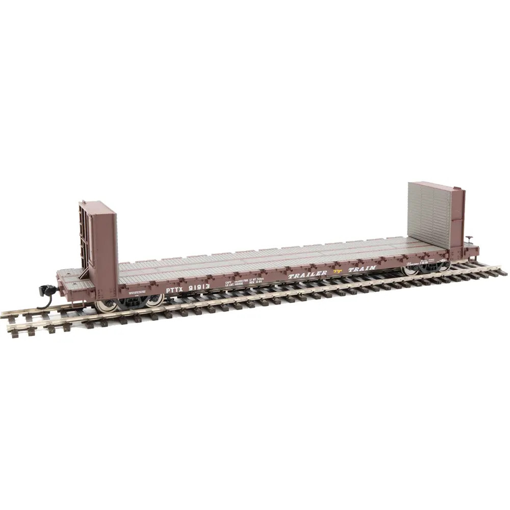 Walthers Mainline HO 60' PS Bulkhead Flat Car Trailer Train "PTTX, Brown"