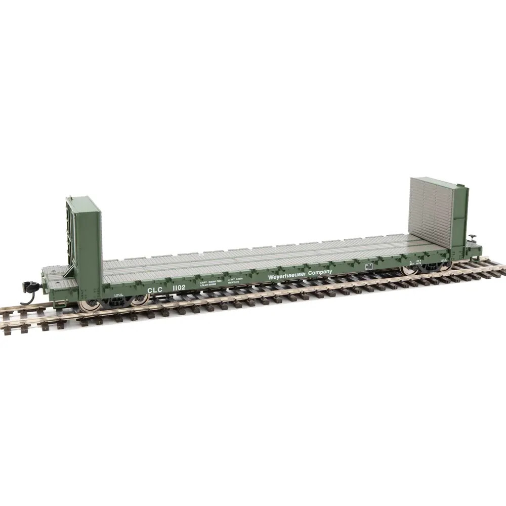 Walthers Mainline HO 60' PS Bulkhead Flat Car Weyerhaeuser "CLC"