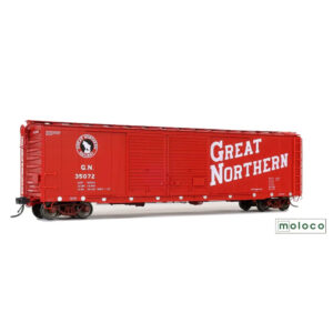 Moloco HO 50' St. Cloud Double Sliding Door Boxcar Great Northern "1-57 Delivery, Vermillion Red"