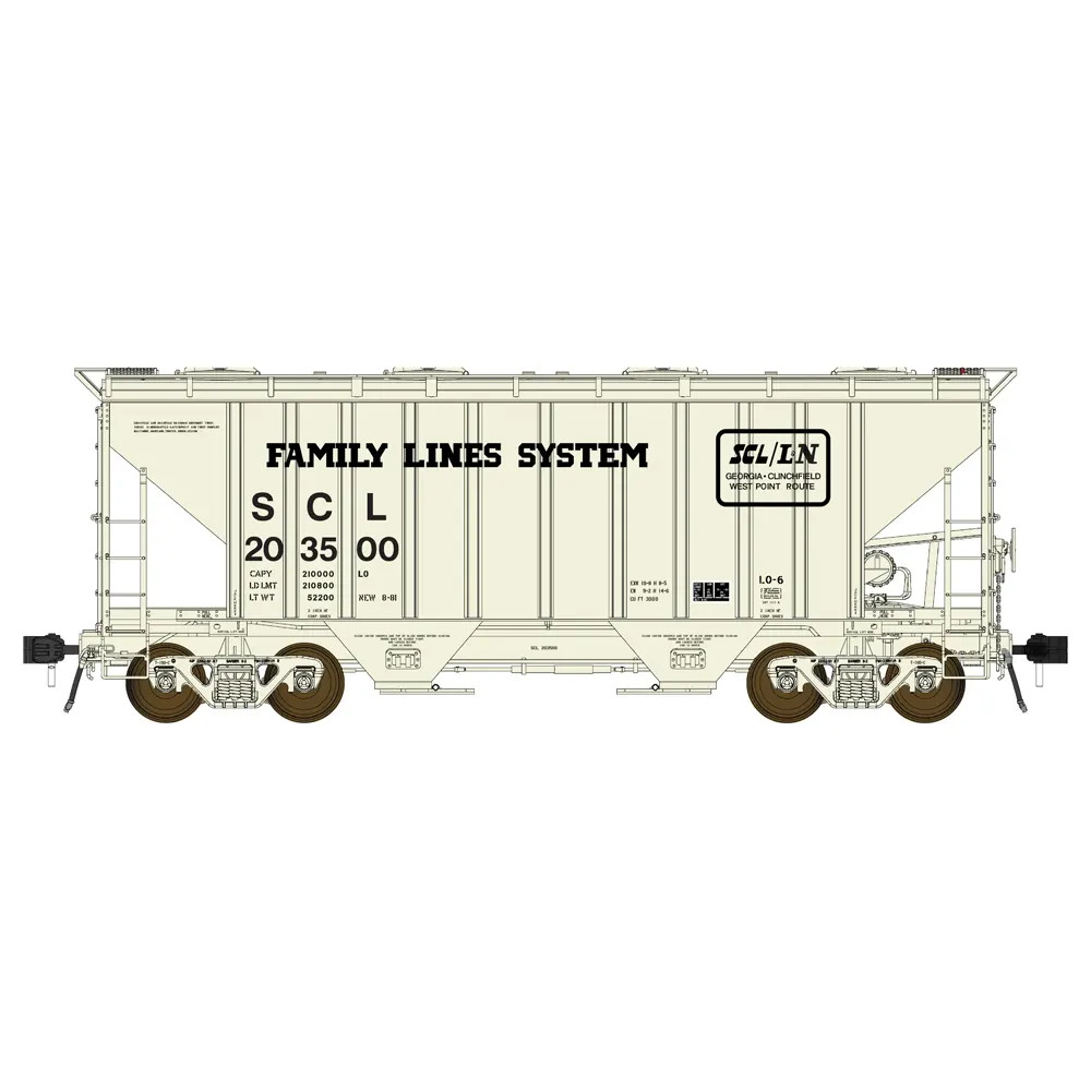 Class One Model Works HO PS 3000 Covered Hopper Family Lines "SCL"